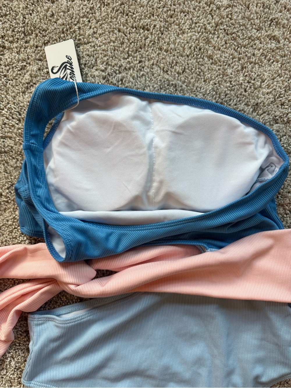 Womens Ribbed One-Shoulder Bikini Cutout High-Waist Tie Belt Swimsuit Size Large - Picture 7 of 8